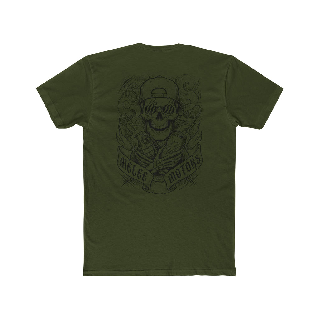 Melee Motors Front and Back Skull Design Graphic Tee – Premium Cotton T-Shirt
