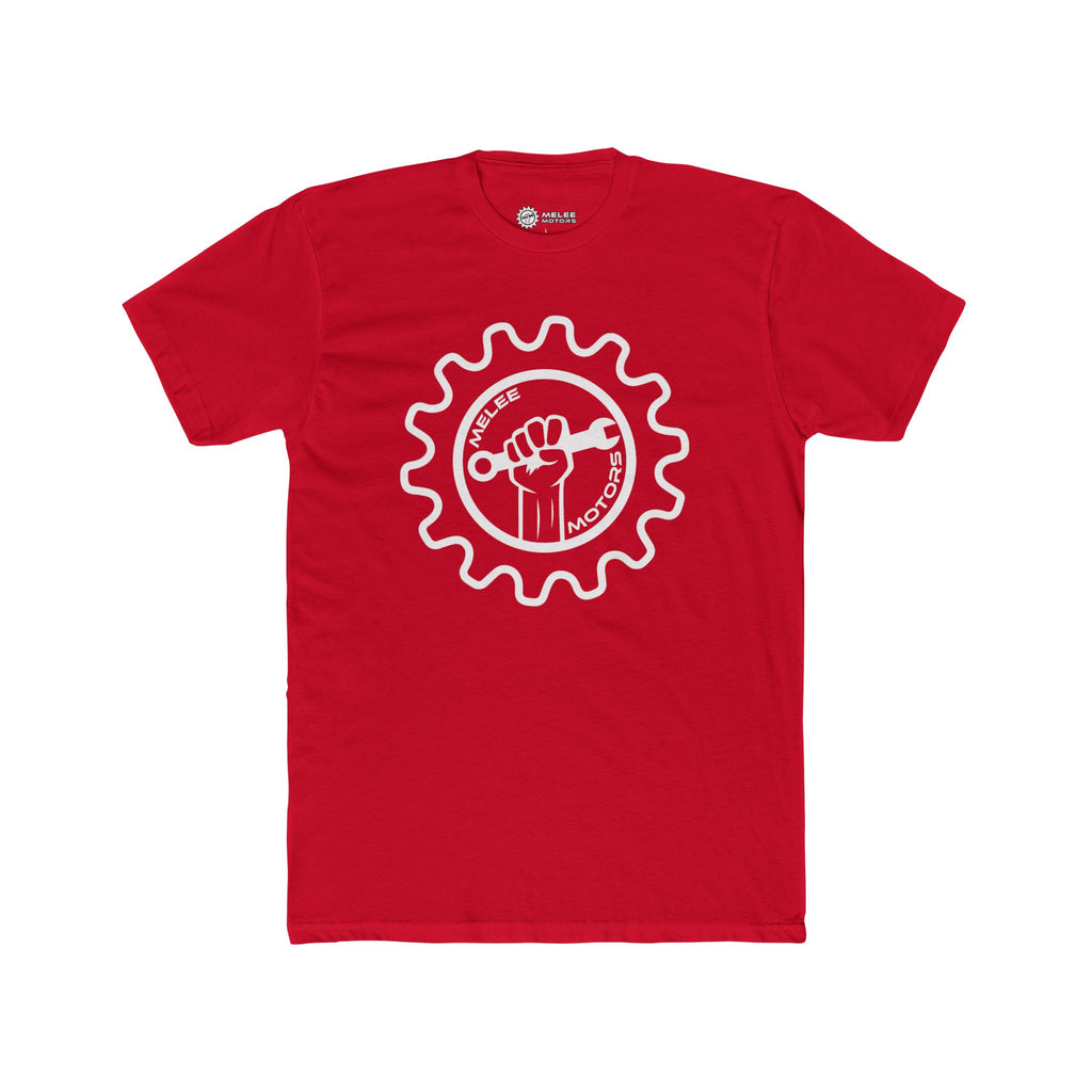 Melee Motors White Logo Tee — Unisex Cotton Crewneck