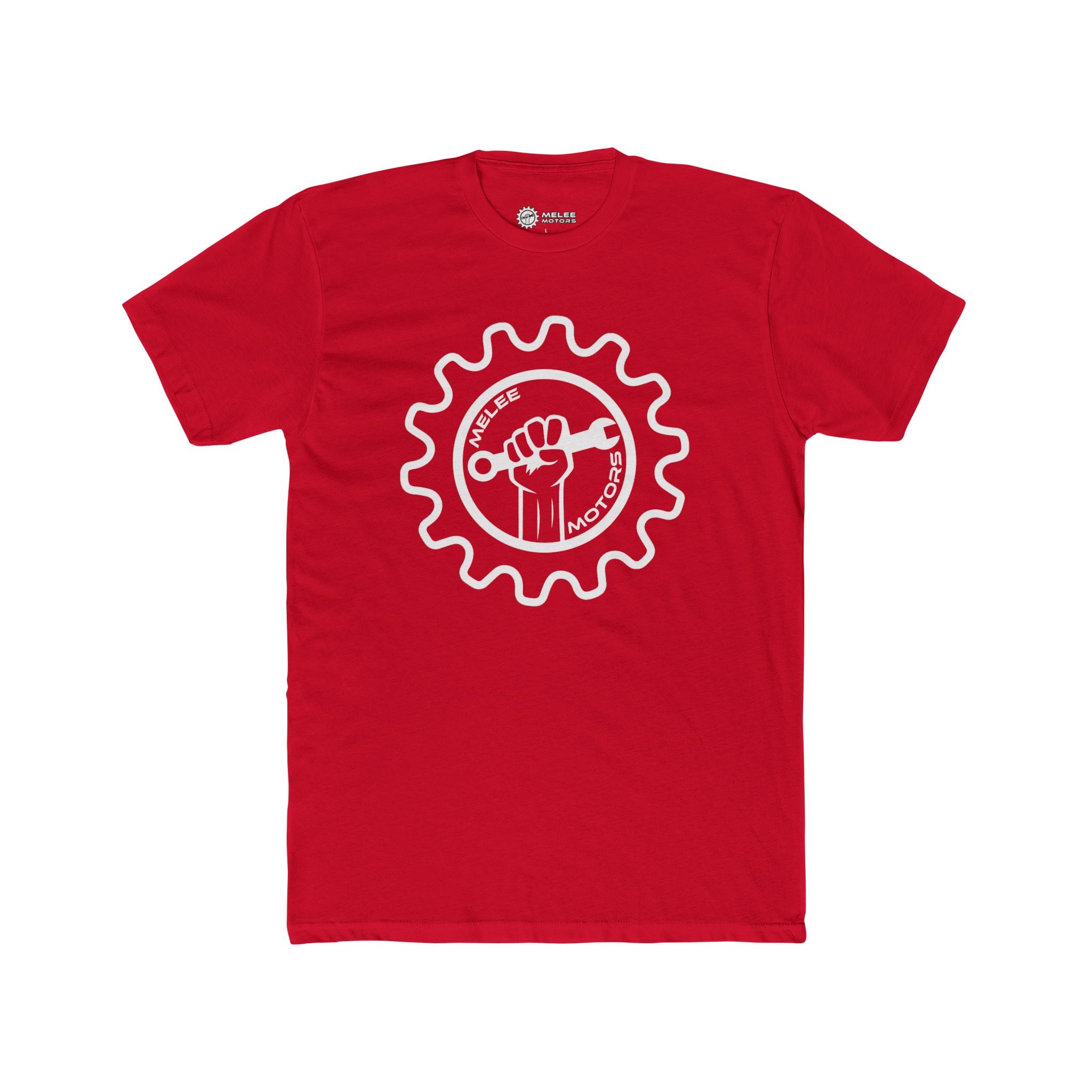 Melee Motors White Logo Tee — Unisex Cotton Crewneck