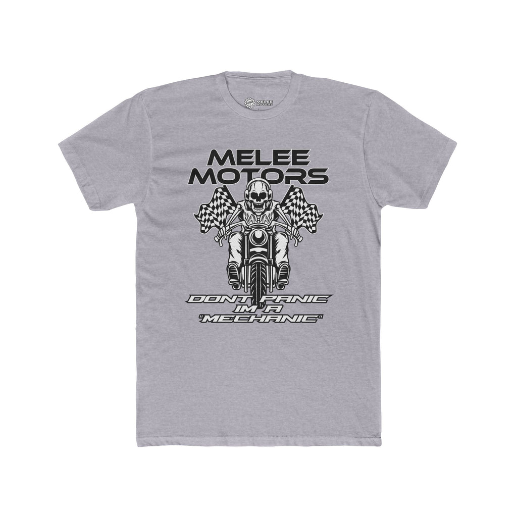 Melee Motors "Don't Panic I'm a Mechanic" Tee – Premium Cotton T-Shirt
