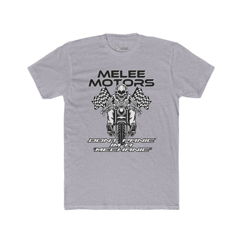 Melee Motors "Don't Panic I'm a Mechanic" Tee – Premium Cotton T-Shirt
