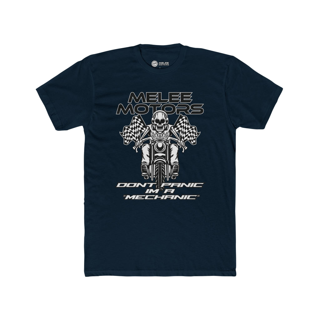 Melee Motors "Don't Panic I'm a Mechanic" Tee – Premium Cotton T-Shirt