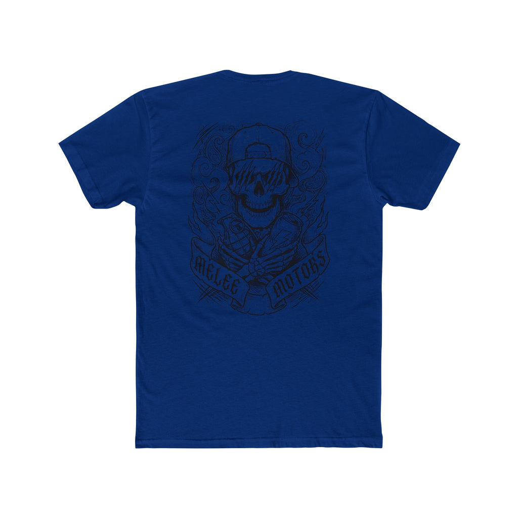 Melee Motors Front and Back Skull Design Graphic Tee – Premium Cotton T-Shirt