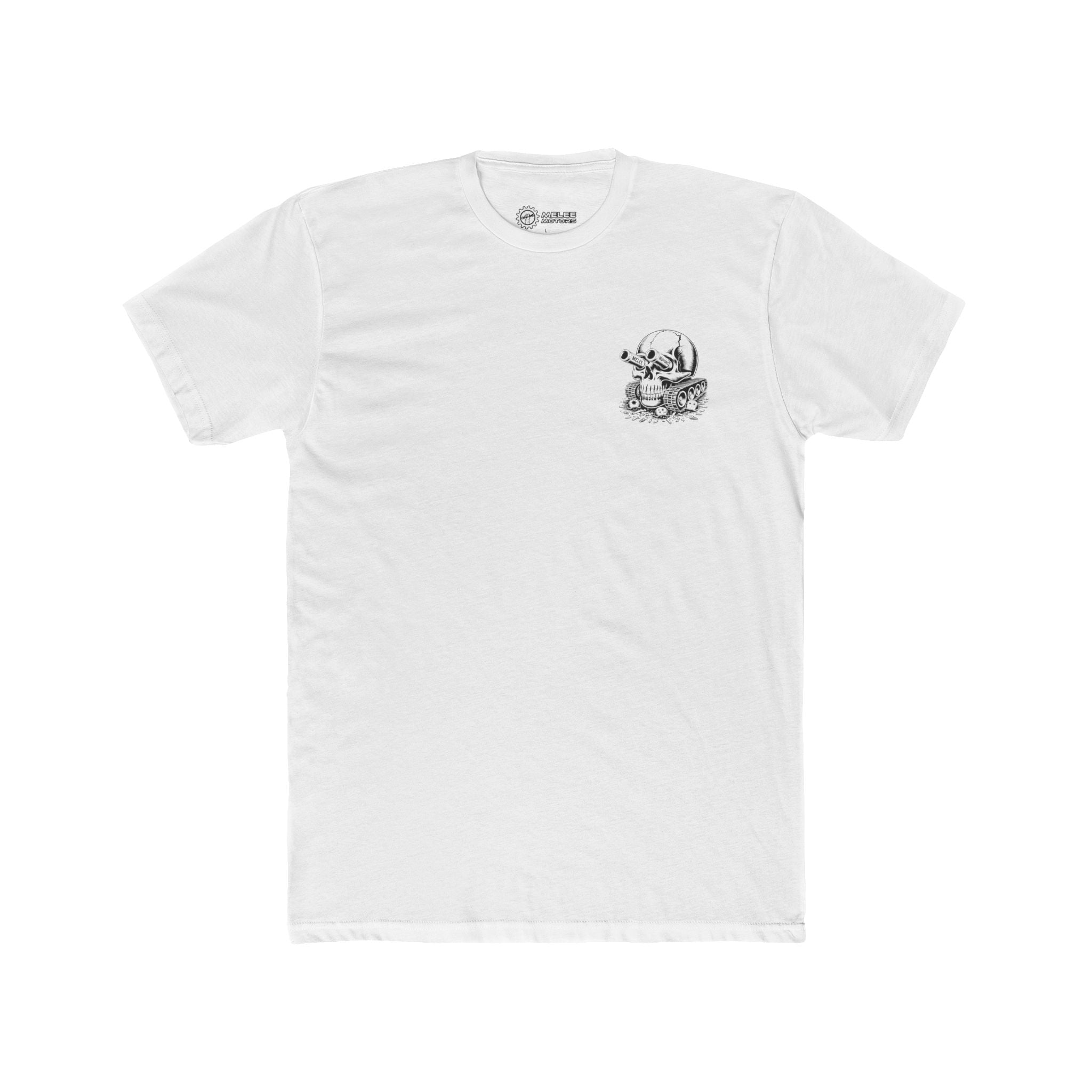 Melee Motors Front and Back Skull Design Graphic Tee – Premium Cotton T-Shirt
