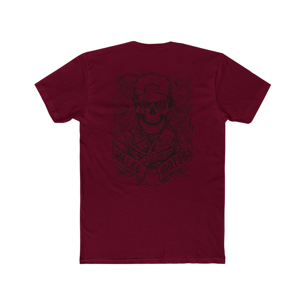 Melee Motors Front and Back Skull Design Graphic Tee – Premium Cotton T-Shirt