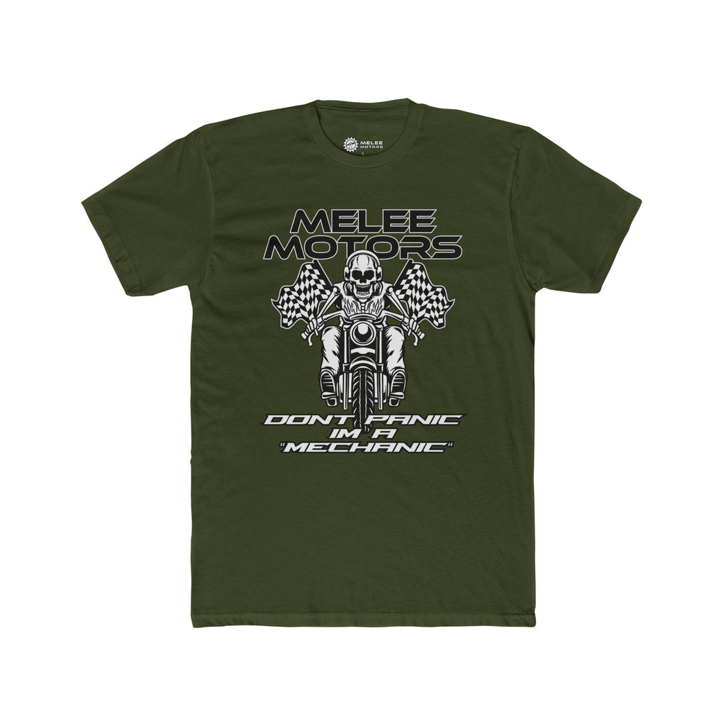 Melee Motors "Don't Panic I'm a Mechanic" Tee – Premium Cotton T-Shirt