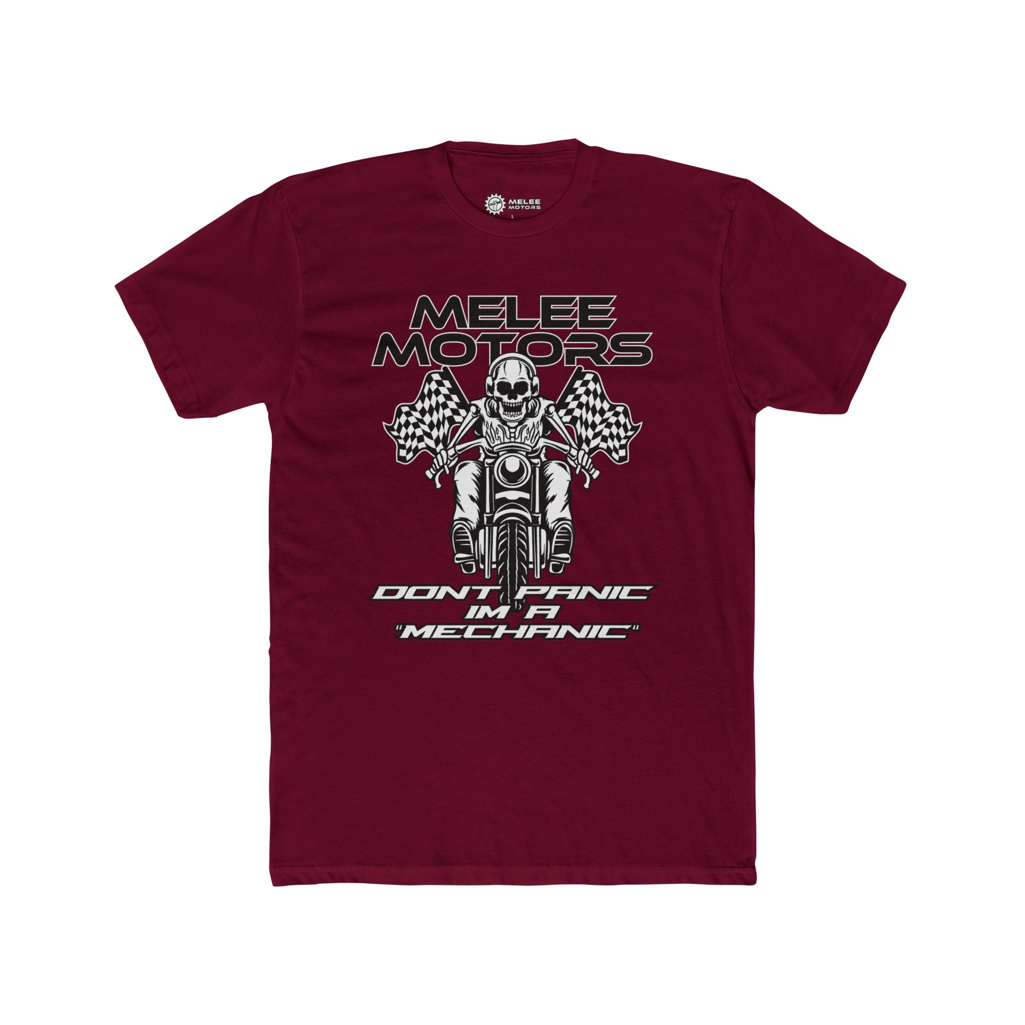 Melee Motors "Don't Panic I'm a Mechanic" Tee – Premium Cotton T-Shirt
