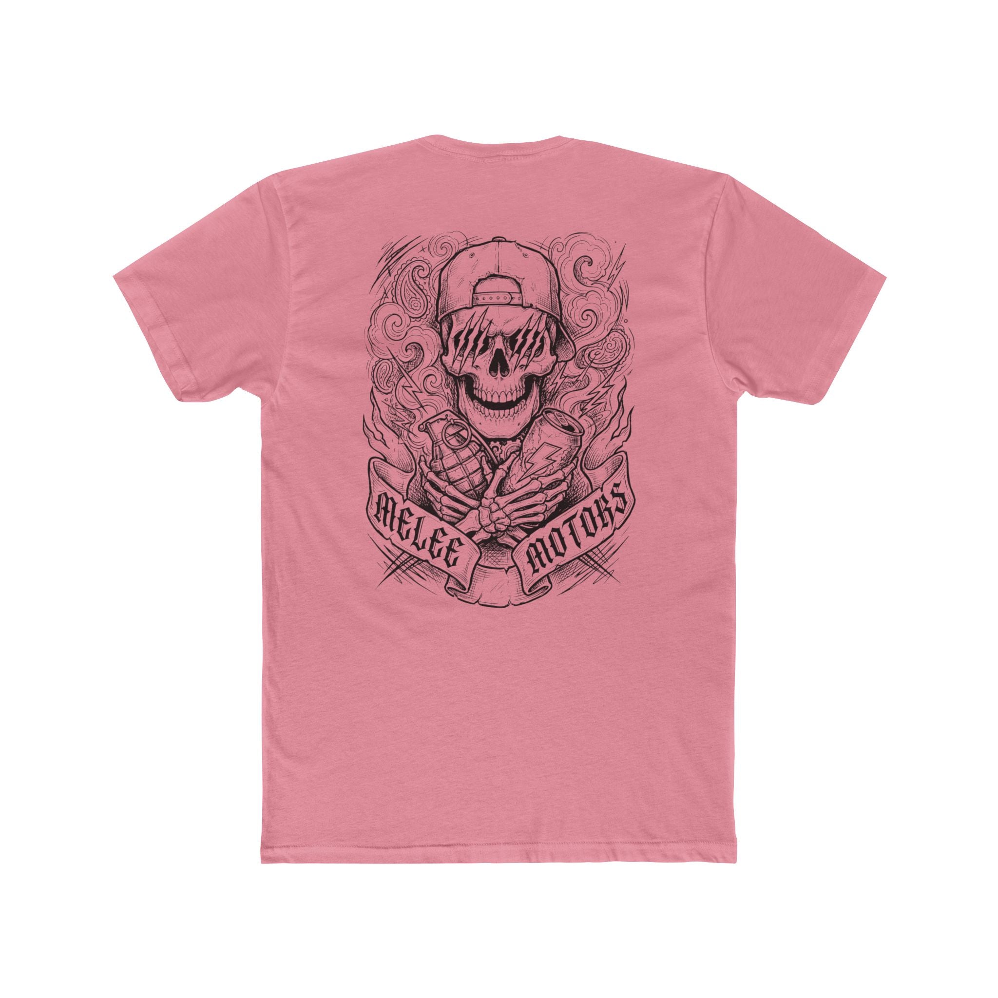 Melee Motors Front and Back Skull Design Graphic Tee – Premium Cotton T-Shirt