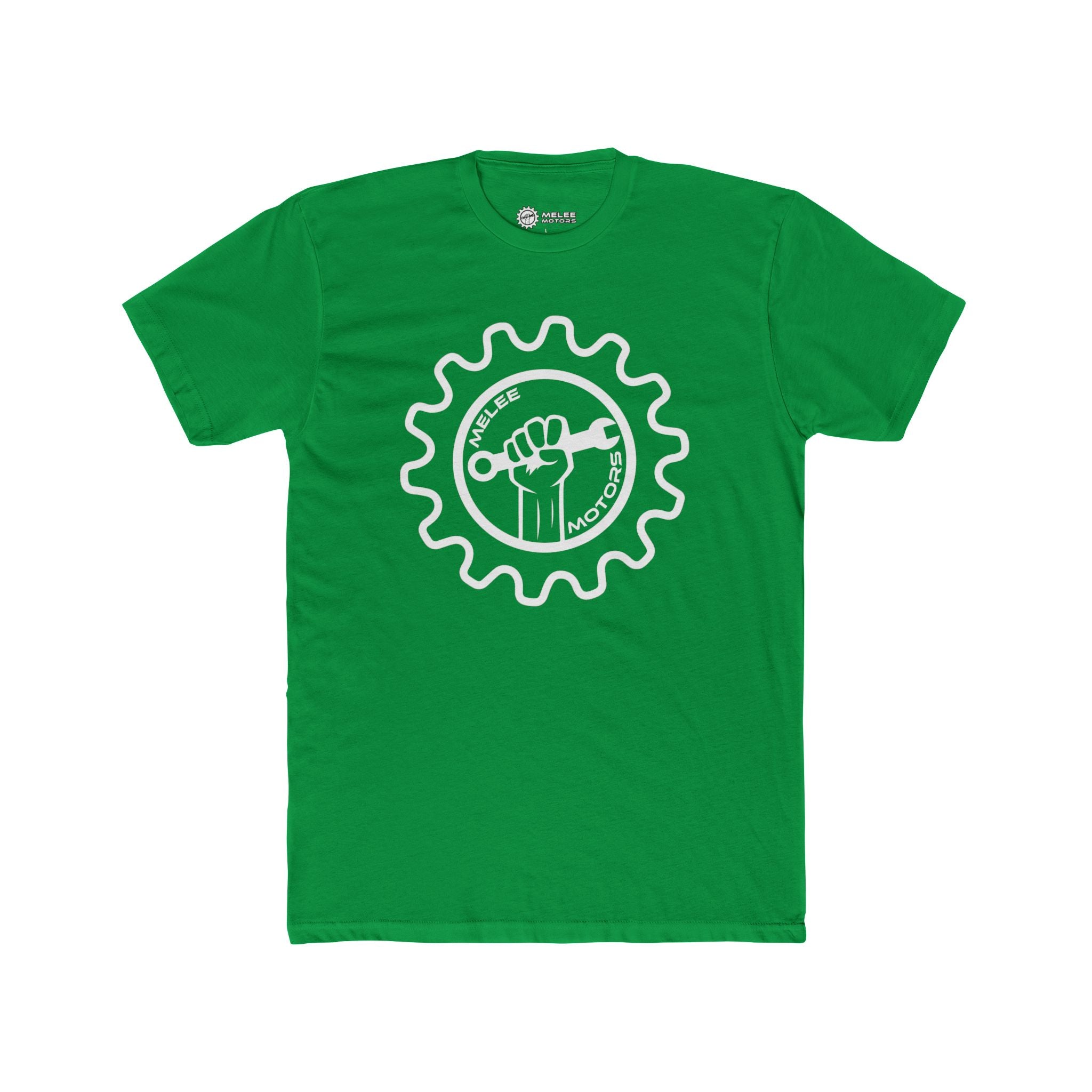 Melee Motors White Logo Tee — Unisex Cotton Crewneck