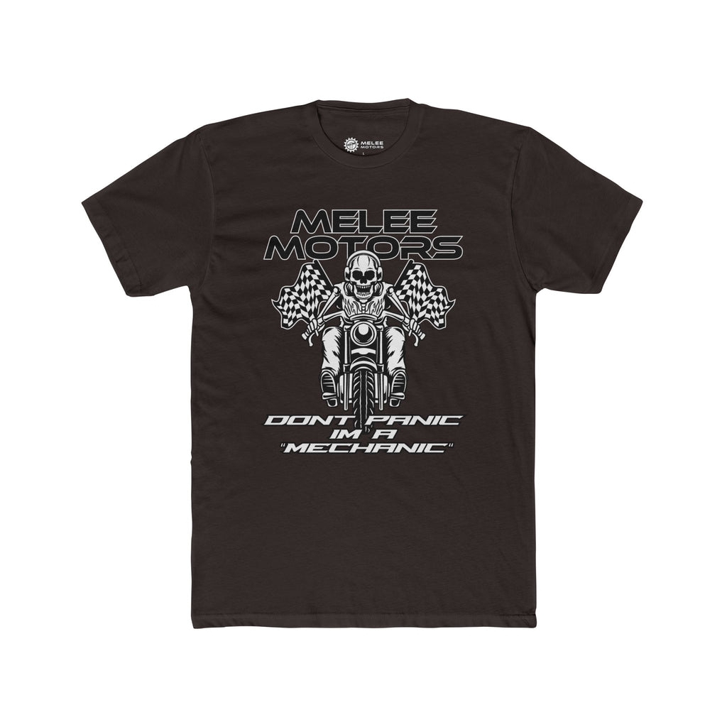 Melee Motors "Don't Panic I'm a Mechanic" Tee – Premium Cotton T-Shirt
